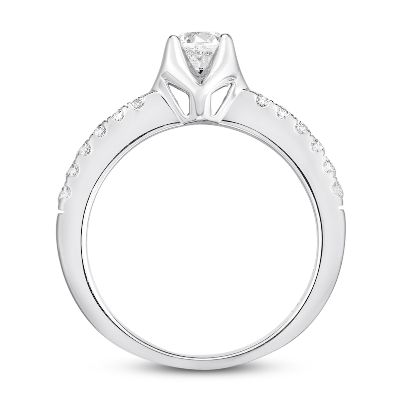 Diamond Engagement Ring 3/4 ct tw Round-cut White Gold Plated