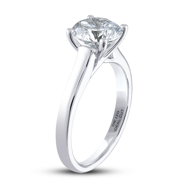 THE LEO Ideal Cut Diamond Solitaire Engagement Ring 2 ct tw White Gold Plated