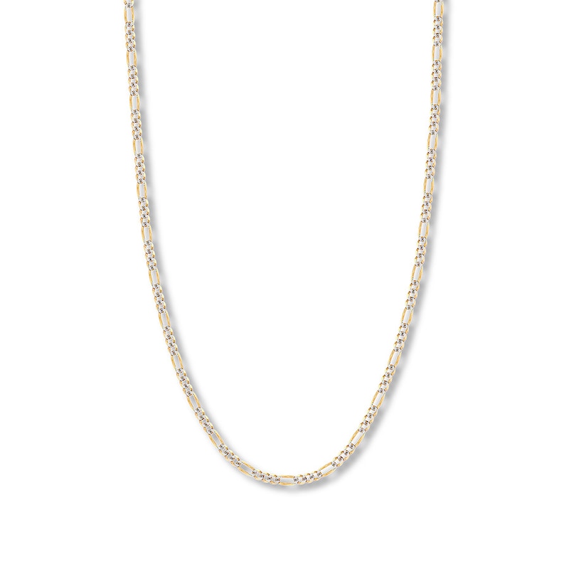 20" Solid Figaro Chain Necklace Two-Tone Gold Plated Appx. 3.2mm