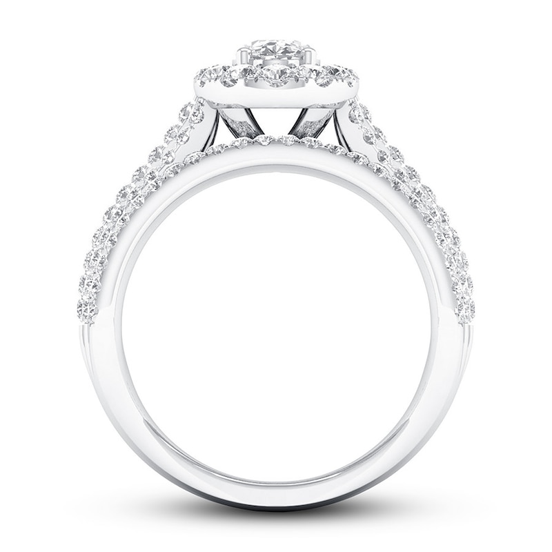 Certified Diamond Engagement Ring 1-3/8 ct tw White Gold Plated