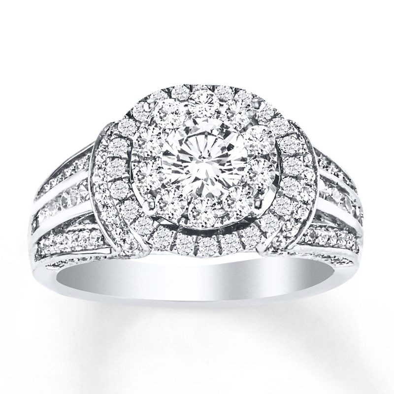 Diamond Engagement Ring 1-1/2 ct tw Round-cut White Gold Plated