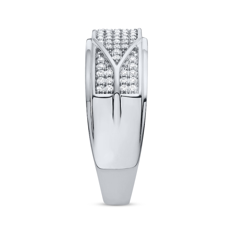 Men's Multi-Row Diamond Ring 1/2 ct tw White Gold Plated