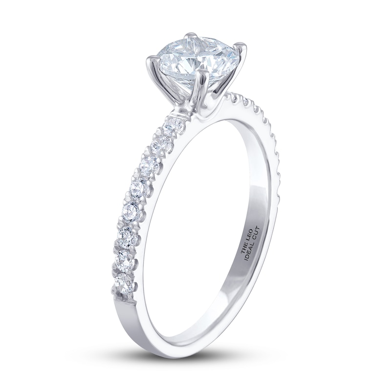 THE LEO Ideal Cut Diamond Engagement Ring 1-1/4 ct tw White Gold Plated