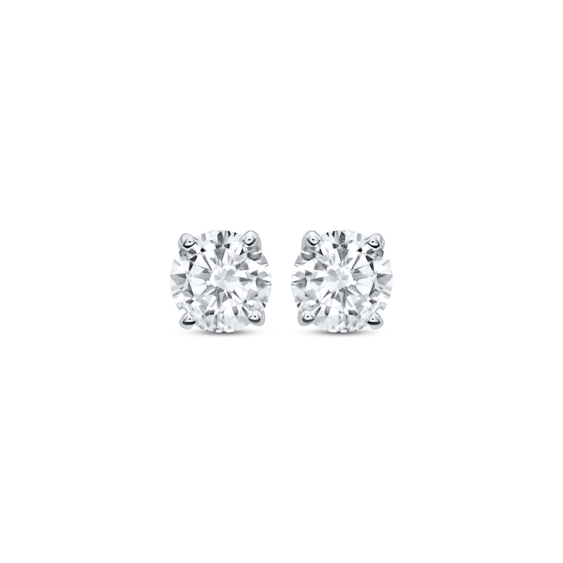 Diamond Solitaire Stud Earrings 7/8 ct tw Round-cut White Gold Plated