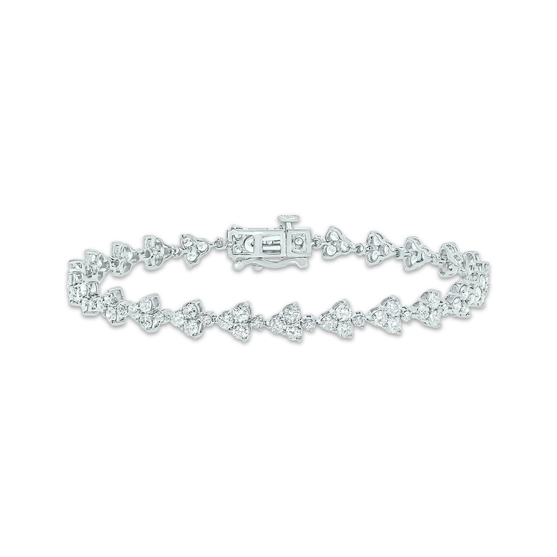 Diamond Cluster Link Tennis Bracelet 3-1/3 ct tw White Gold Plated 7”