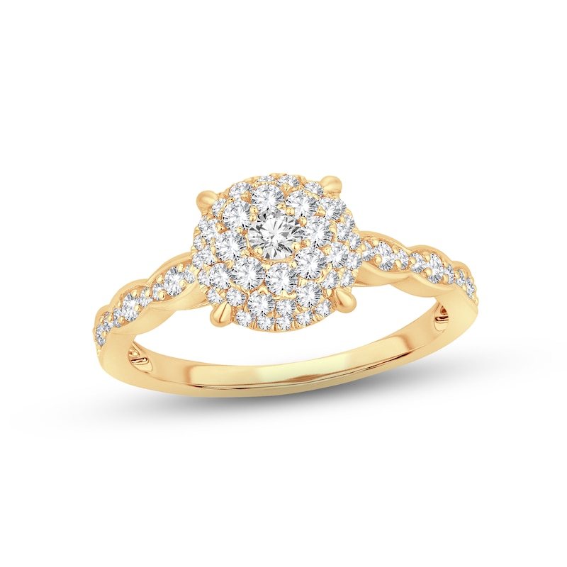 Diamond Engagement Ring 5/8 ct tw Round-cut Yellow Gold Plated