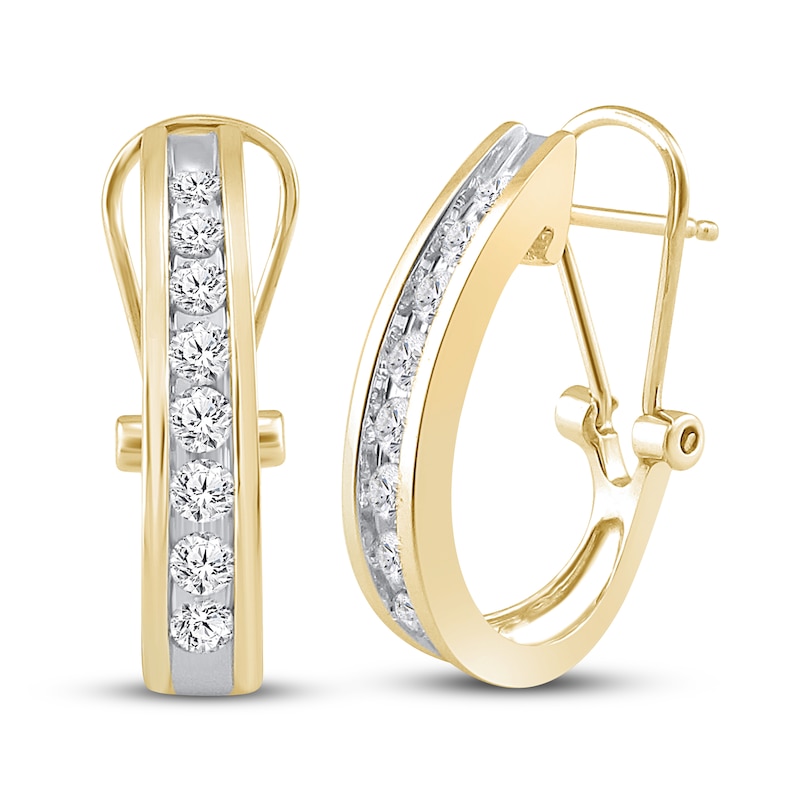 Diamond Hoop Earrings 1/2 ct tw Yellow Gold Plated