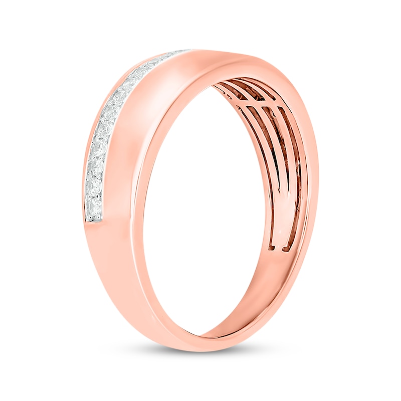 Men’s Round-Cut Diamond Arched Row Wedding Band 1/4 ct tw Rose Gold Plated
