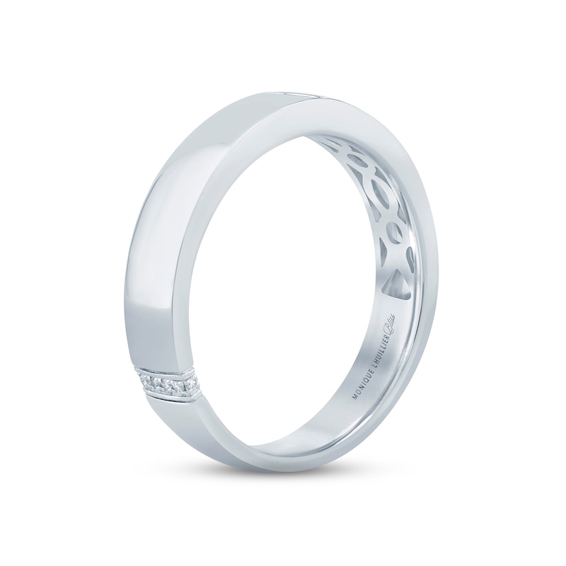 Monique Lhuillier Bliss Men's Diamond Wedding Band 1/10 ct tw Marquise & Round-cut White Gold Plated