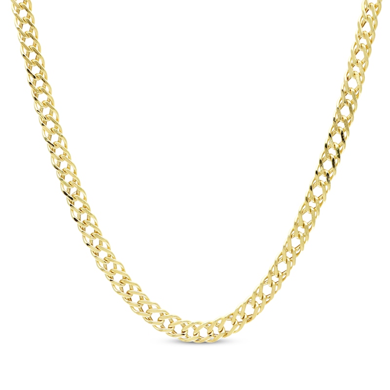 Semi-Solid Double-Curb Chain Necklace 4.7mm Yellow Gold Plated 20"