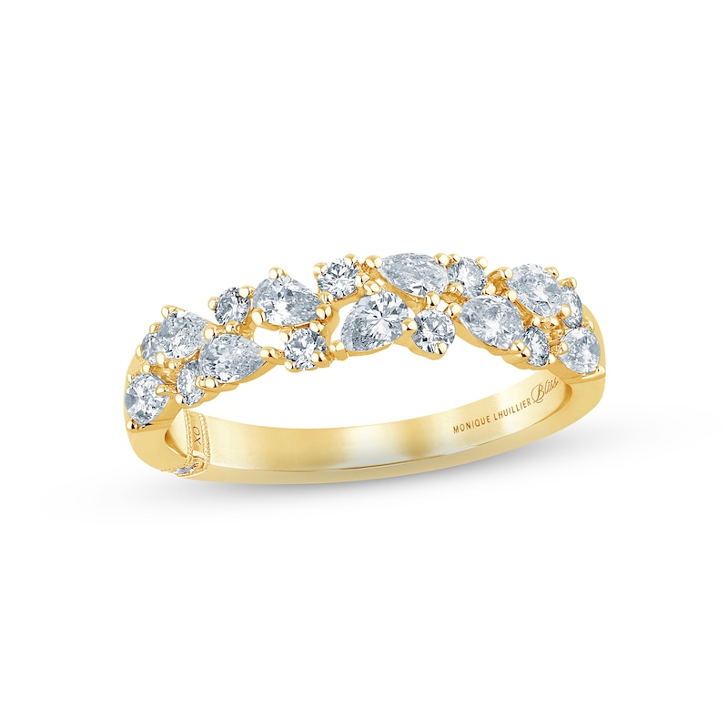 Monique Lhuillier Bliss Diamond Anniversary Band 3/4 ct tw Pear & Round-cut Yellow Gold Plated