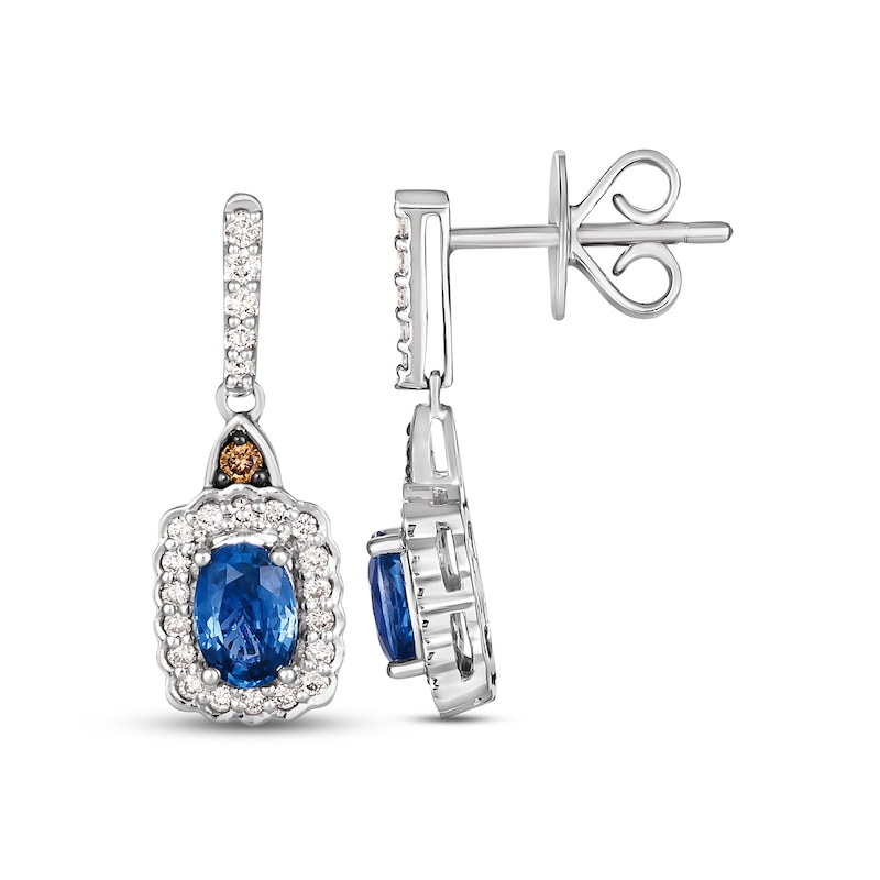 Le Vian Creme Brulee Blue Sapphire Dangle Earrings 1/3 ct tw Diamonds Vanilla Gold Plated