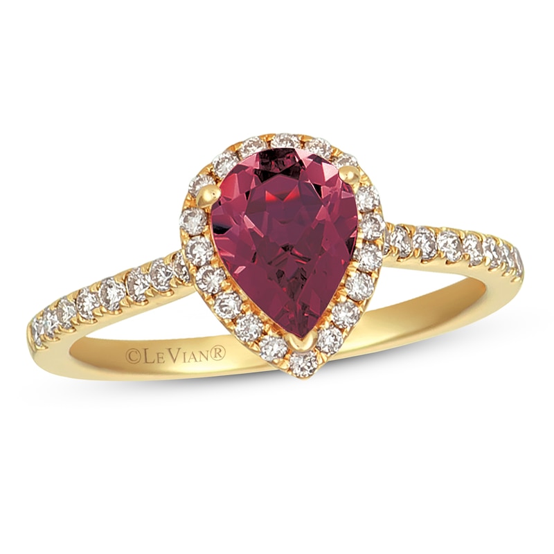 Le Vian Rhodolite & Diamond Ring 1/3 ct tw Honey Gold Plated