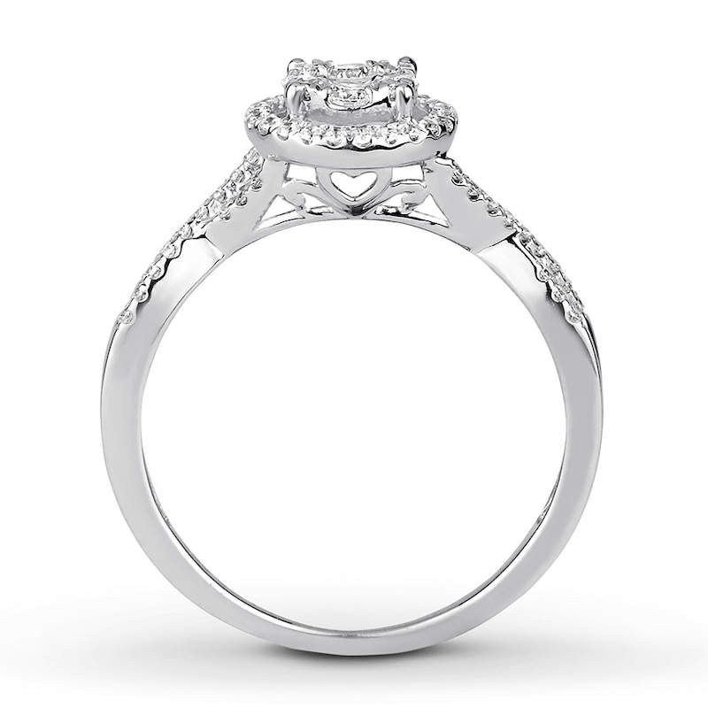 Diamond Engagement Ring 3/8 ct tw Round-cut White Gold Plated