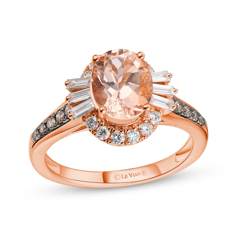 Le Vian Oval-Cut Morganite Ring 1/2 ct tw Diamonds Strawberry Gold Plated