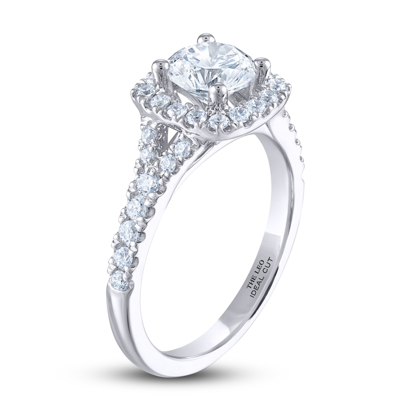 THE LEO Ideal Cut Diamond Engagement Ring 1-3/8 ct tw Round-cut White Gold Plated