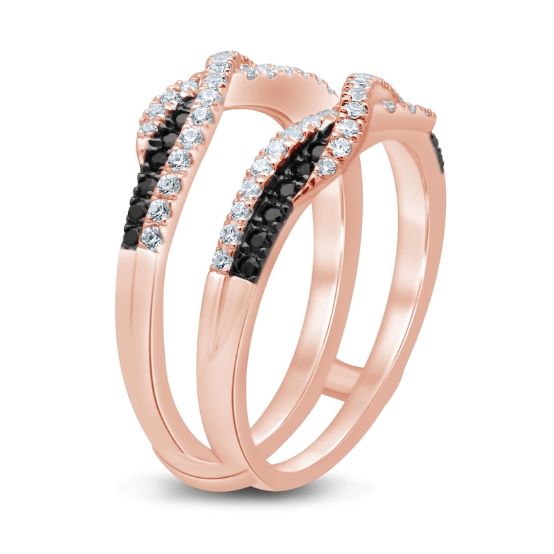 Black & Rose Diamonds 1/2 ct tw Enhancer Ring Rose Gold Plated