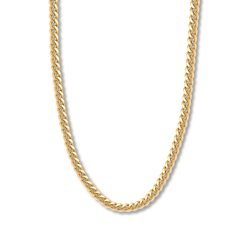 22" Solid Cuban Chain Necklace Yellow Gold Plated Appx. 7.3mm