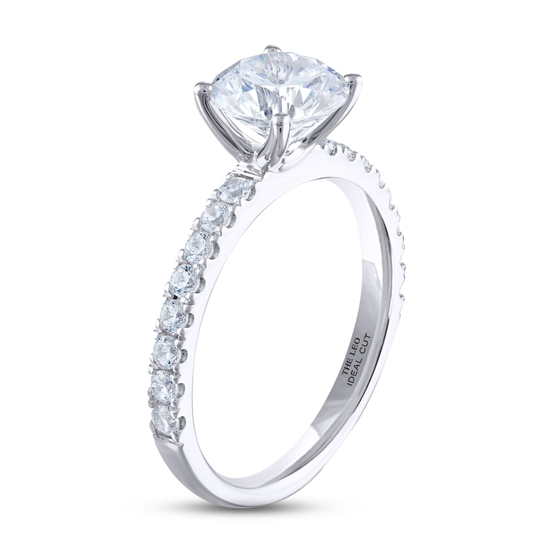THE LEO Ideal Cut Diamond Engagement Ring 1-7/8 ct tw White Gold Plated