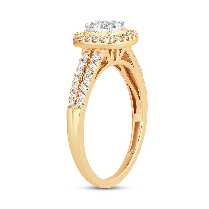 Multi-Diamond Engagement Ring 1/2 ct tw Round-cut Yellow Gold Plated