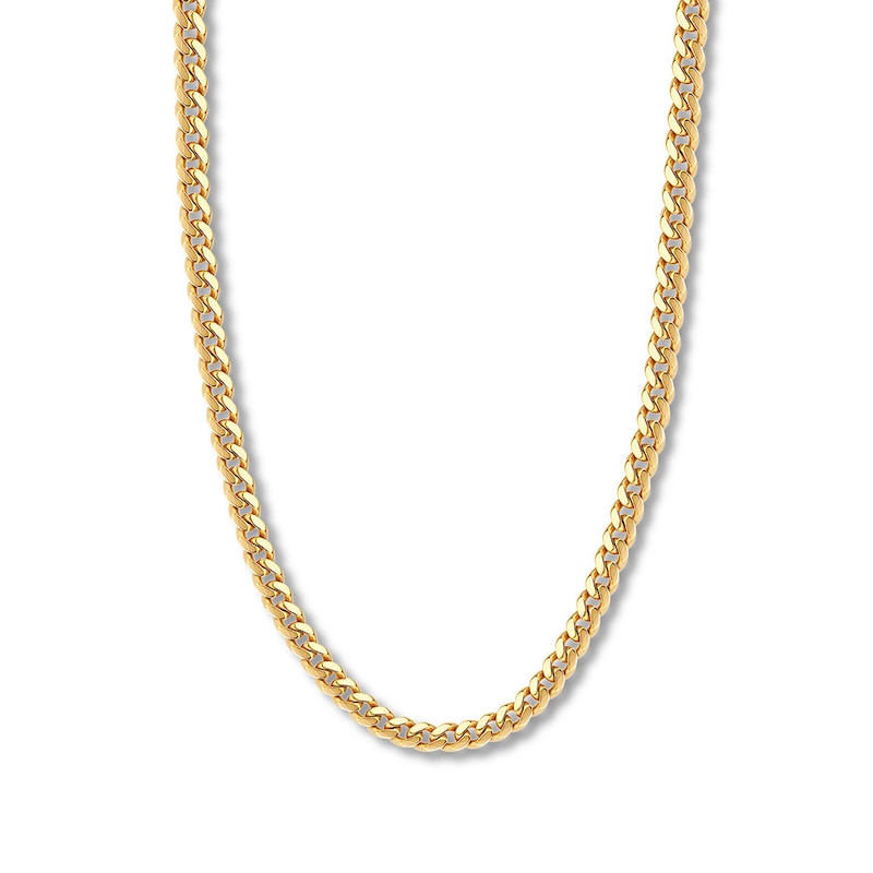 24" Solid Cuban Chain Necklace Yellow Gold Plated Appx. 7.3mm