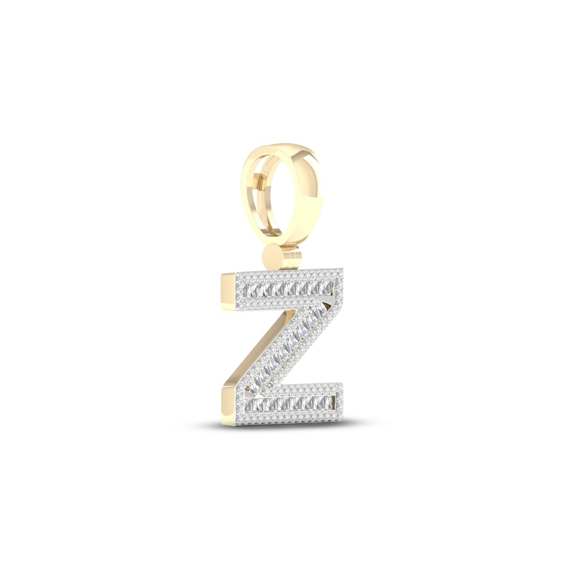 Diamond Z Initial Charm 5/8 ct tw Baguette & Round-cut Yellow Gold Plated