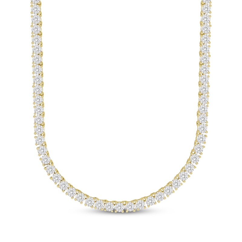 Men’s Round-Cut Diamond Tennis Necklace 3 ct tw Yellow Gold Plated 20”