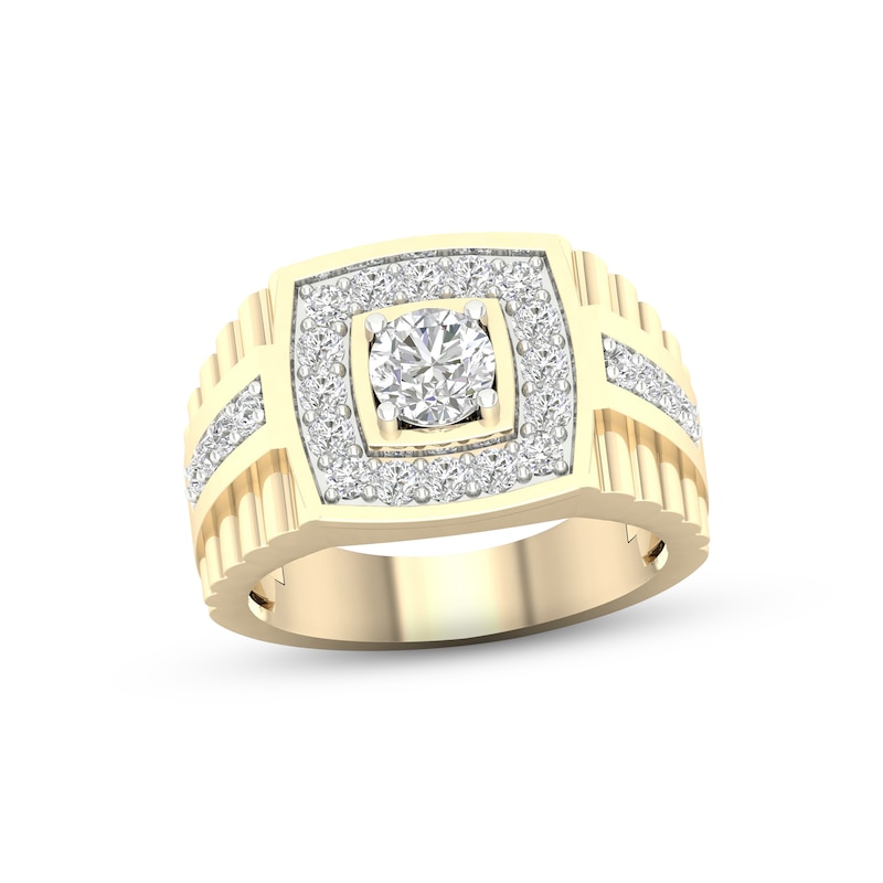 Men's Lab-Created Diamonds by Ring 1-1/2 ct tw Yellow Gold Plated
