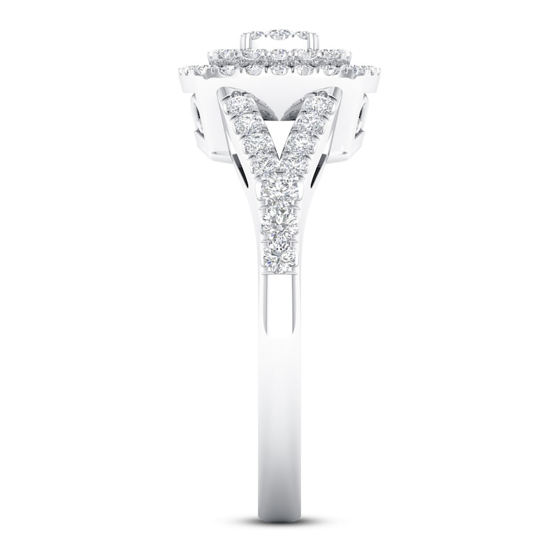 Diamond Engagement Ring 1/2 ct tw Round-cut White Gold Plated