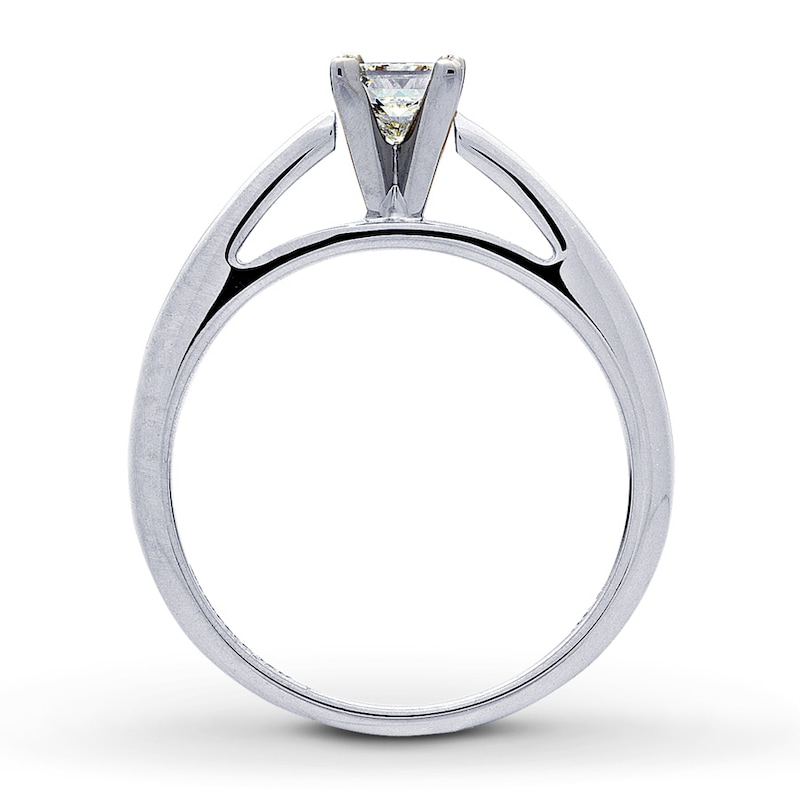 Certified Diamond Ring 1/2 carat Princess-cut White Gold Plated