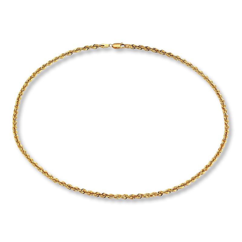 Solid Rope Chain Necklace Yellow Gold Plated 20"