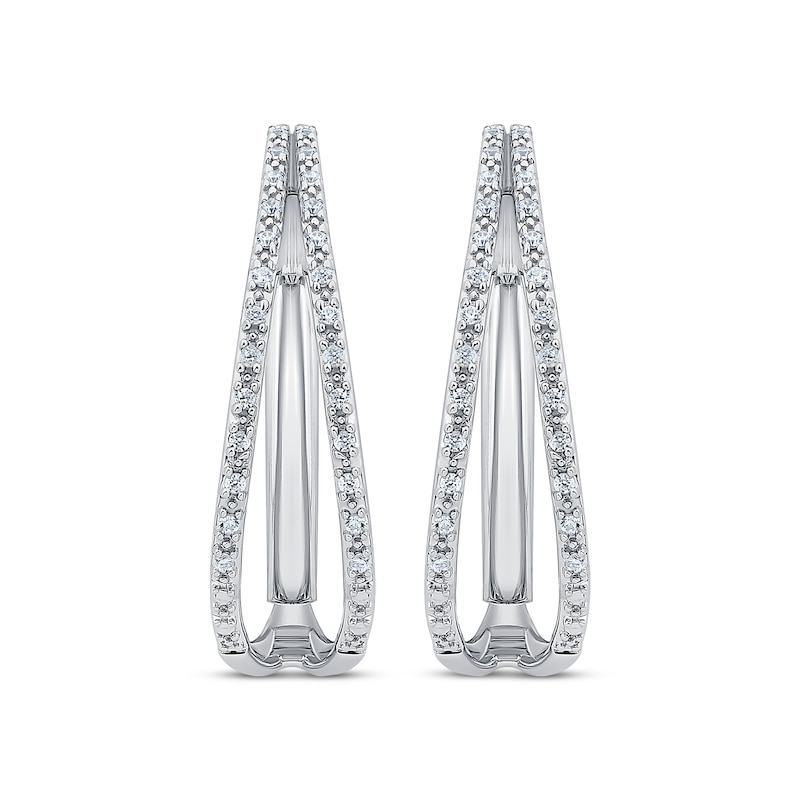 Unstoppable Love Diamond Split Double Hoop Earrings 1/4 ct tw White Gold Plated