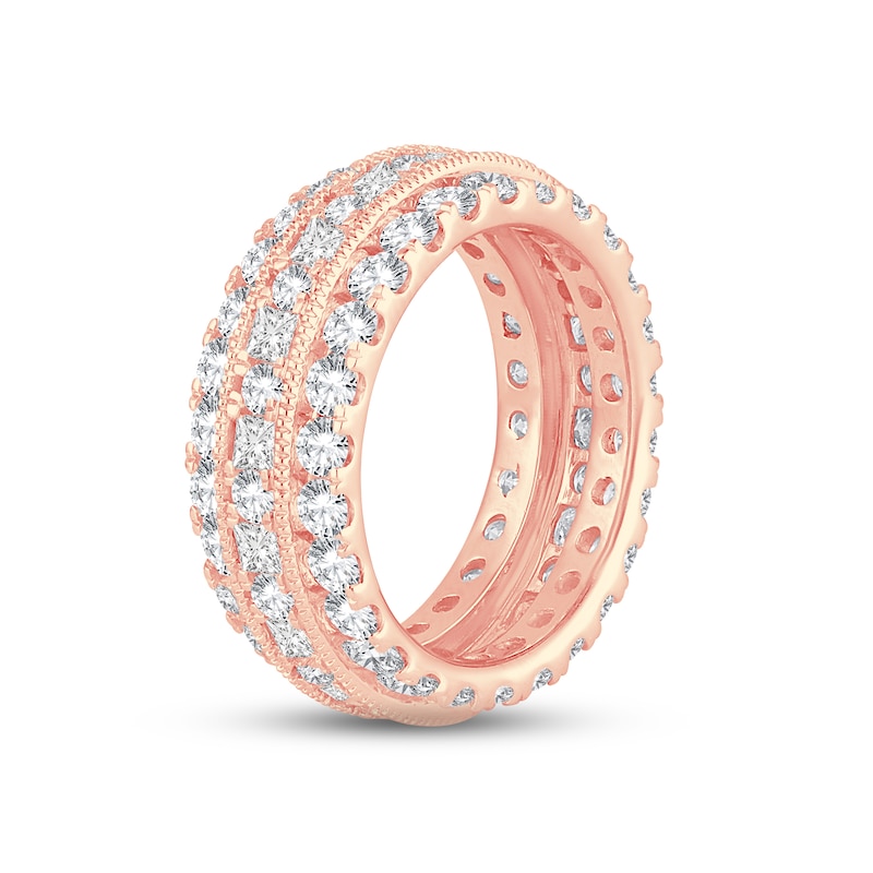 Diamond Eternity Anniversary Ring 4 ct tw Round & Princess-cut Rose Gold Plated