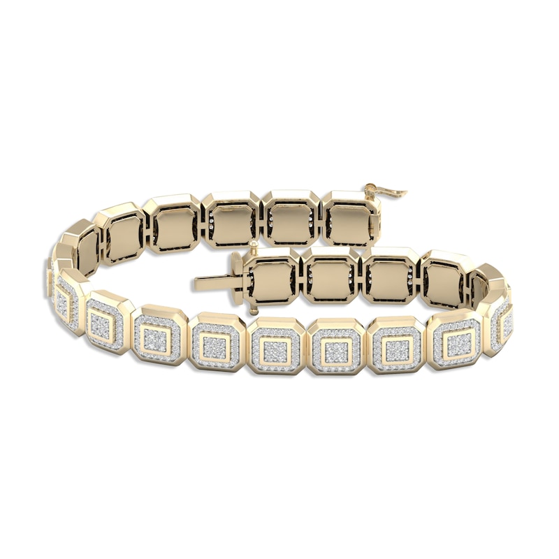 Men's Lab-Created Diamonds by Bracelet 3-1/2 ct tw Round-cut Yellow Gold Plated 8.5"