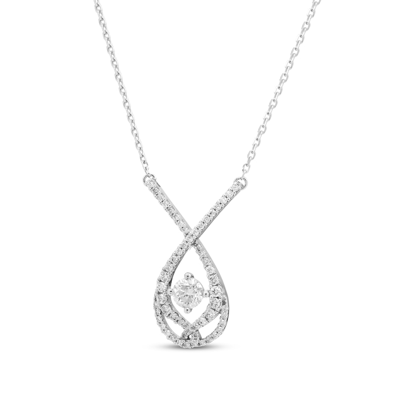 Love Entwined Diamond Necklace 1/2 ct tw Round-cut White Gold Plated 18"