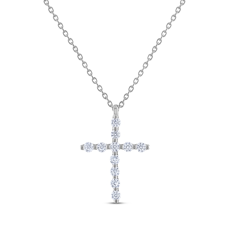 THE LEO Diamond Cross Necklace 1/2 ct tw White Gold Plated 19"