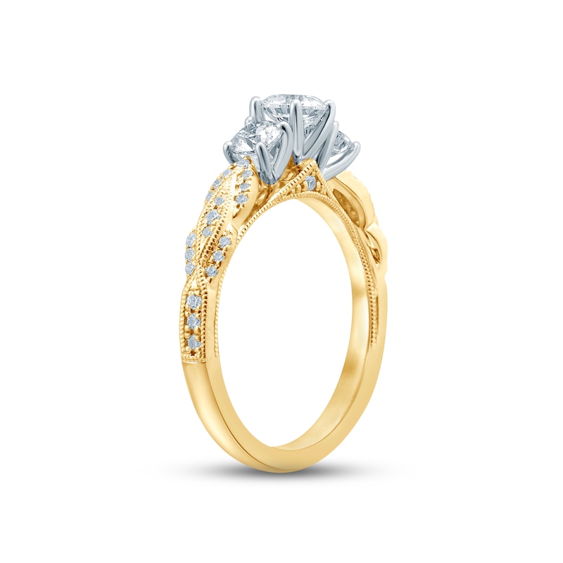 Diamond Three-Stone Engagement Ring 1 ct tw Round-cut Two-Tone Gold Plated