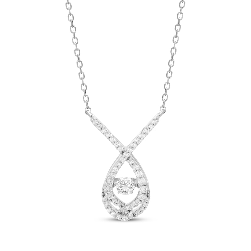 Love Entwined Dancing Diamond Necklace 1/2 ct tw White Gold Plated