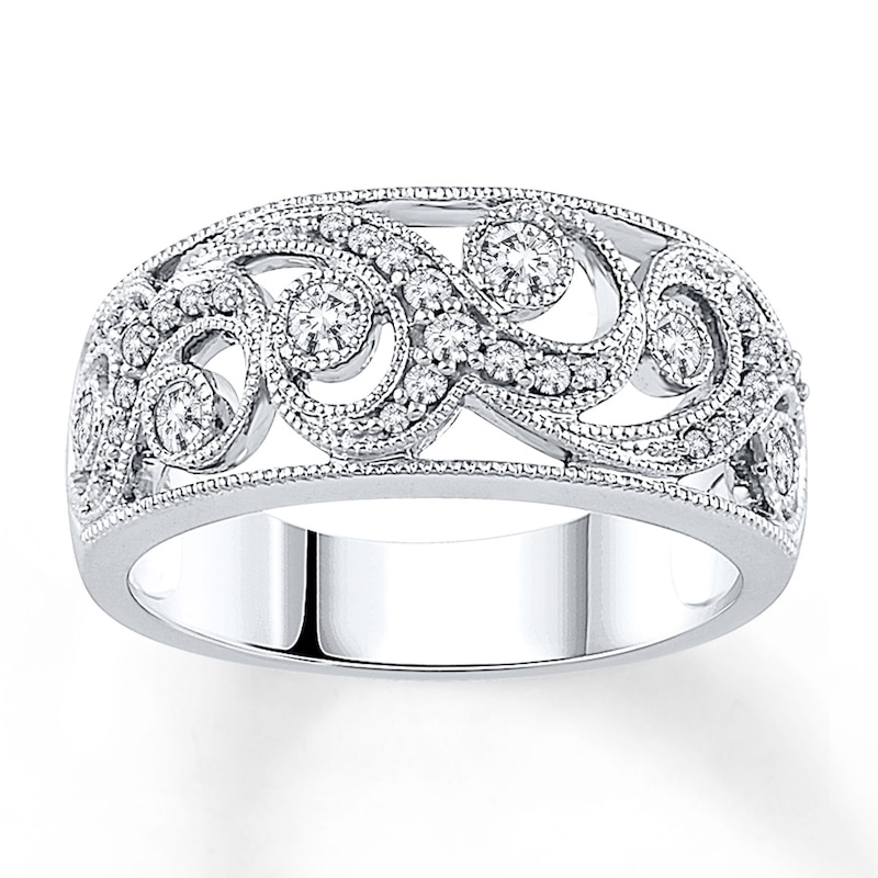 Diamond Anniversary Ring 3/8 ct tw Round-cut White Gold Plated