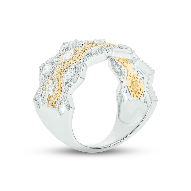 Diamond Zigzag Ring 1 ct tw Round-cut Two-Tone Gold Plated