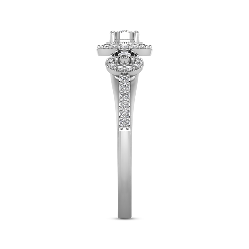 Round-Cut Diamond Three-Stone Engagement Ring 1/3 ct tw White Gold Plated