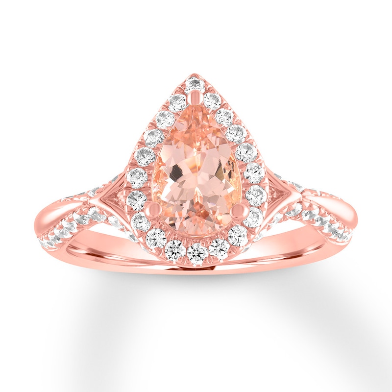 Morganite Engagement Ring 5/8 ct tw Diamonds Rose Gold Plated