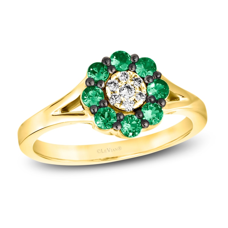 Le Vian Diamond & Emerald Ring 1/20 ct tw Diamonds Honey Gold Plated