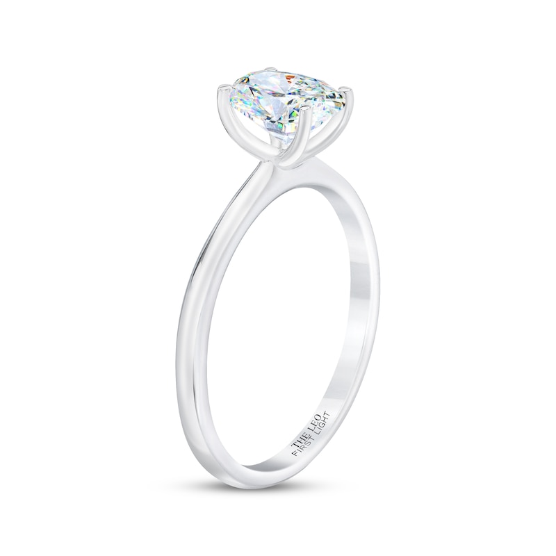THE LEO First Light Diamond Oval-Cut Solitaire Engagement Ring 1 ct tw White Gold Plated