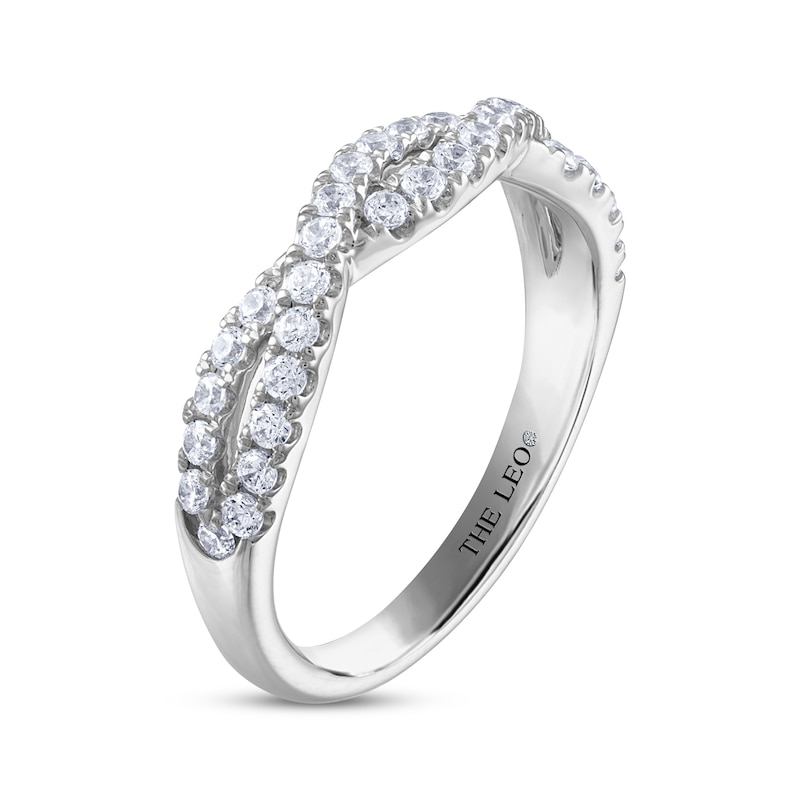 THE LEO Diamond Round-Cut Crossover Twist Anniversary Band 1/2 ct tw White Gold Plated