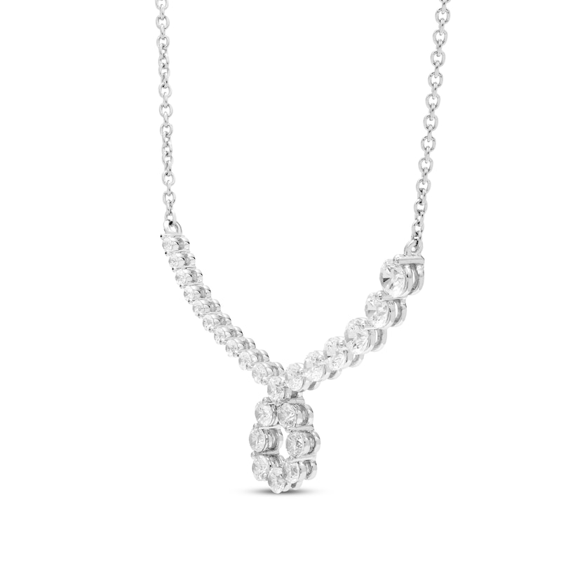 Diamond Loop Smile Necklace 1/2 ct tw White Gold Plated 18"