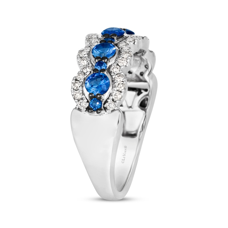Le Vian Blue Sapphire Ring 1/3 ct tw Diamonds Vanilla Gold Plated