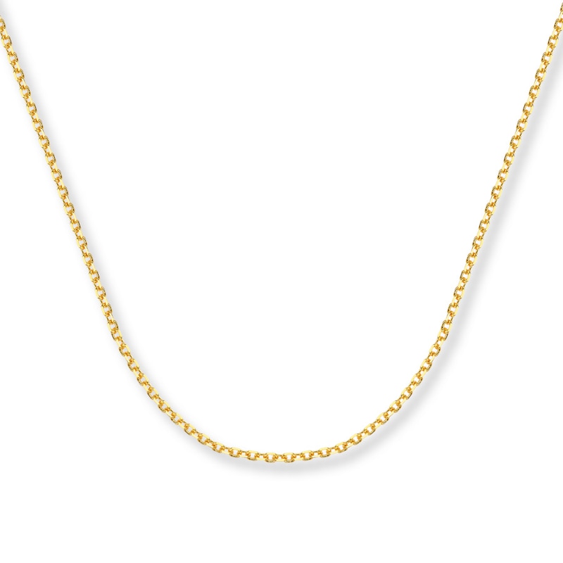 Solid Cable Chain Necklace Yellow Gold Plated 30"