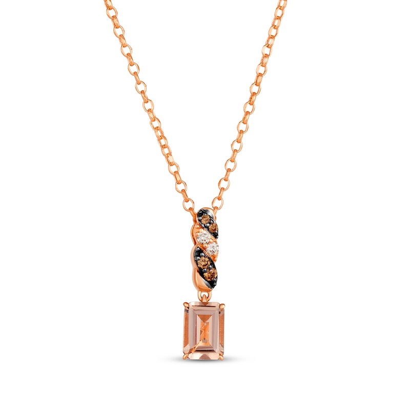 Le Vian Morganite Necklace 1/15 ct tw Diamonds Strawberry Gold Plated 19"