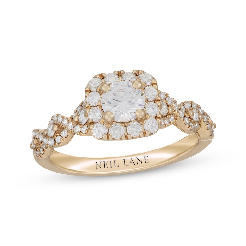 Neil Lane Round-Cut Diamond Cushion Frame Engagement Ring 1 ct tw Yellow Gold Plated